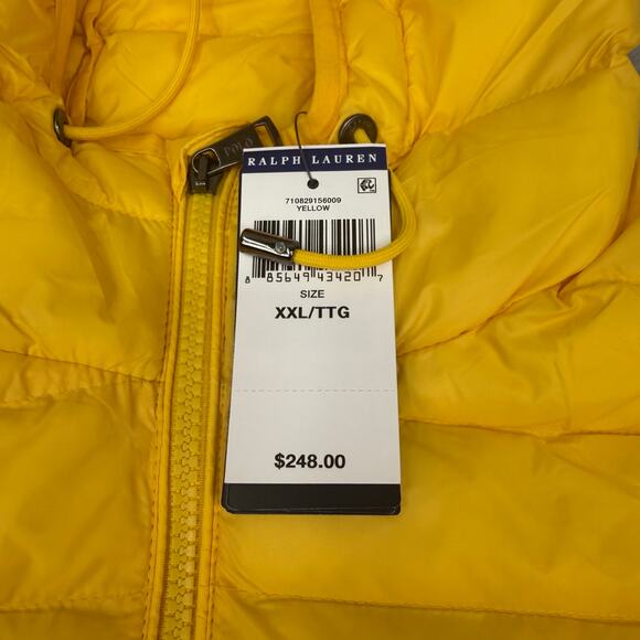Polo Ralph Lauren Puffer Jacket Men's XXL Yellow Packable Warm Lightweight NWT - Picture 2 of 4